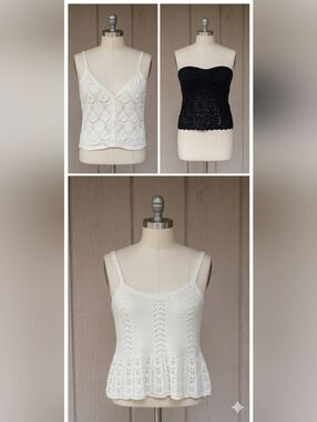 American Eagle Aeropostale Crochet Top Lot Bundle Of 3 XS/S Beach Pointelle